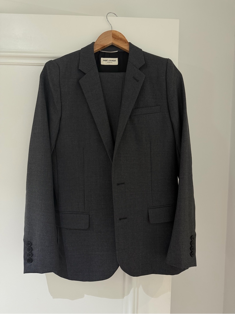Saint Laurent Hedi Slimane Dark Gray Men's Tailored Wool Suit
